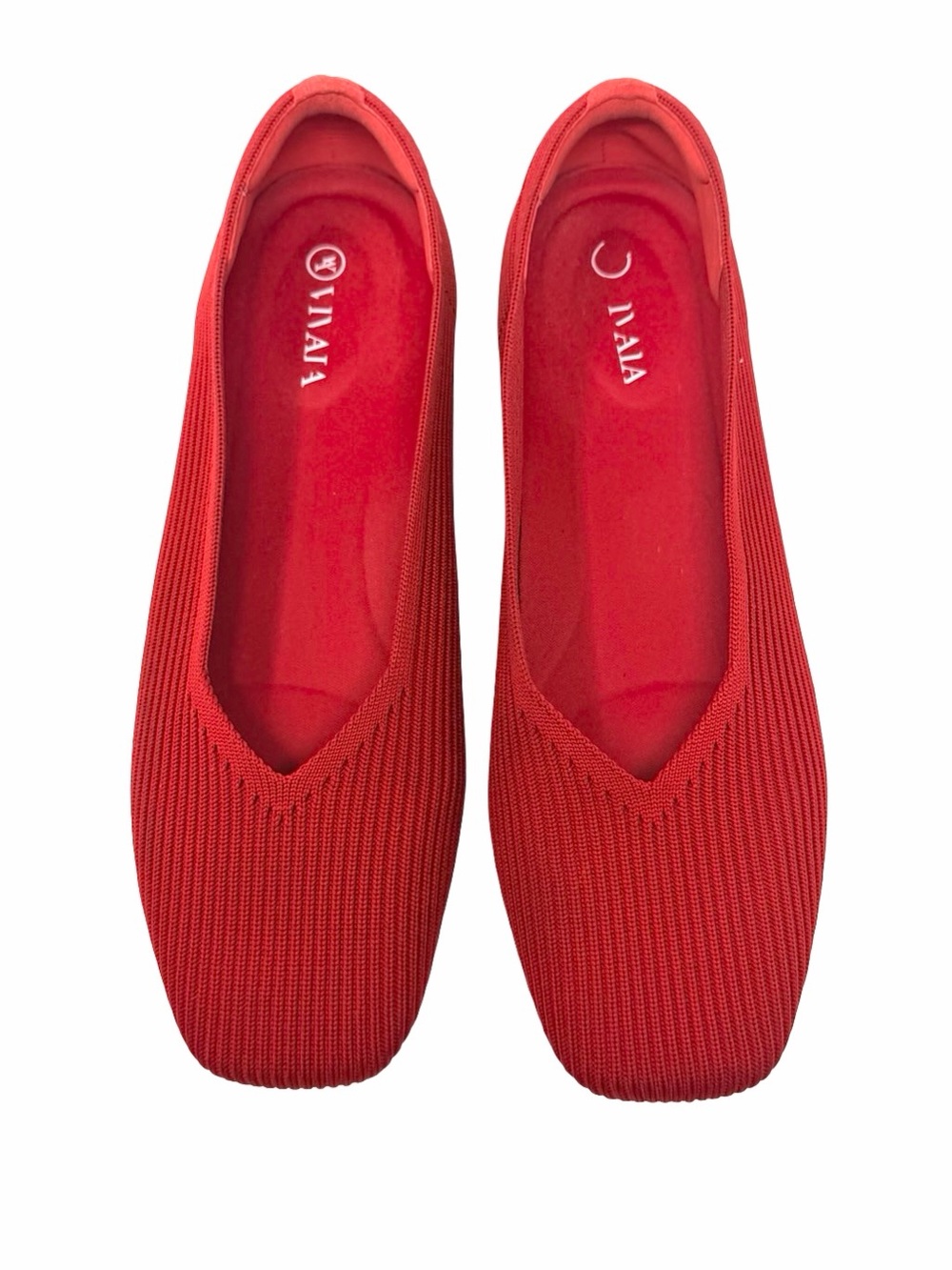 Vivaia Square Toe Margo V-Cut Flats Size EU 39.5 Ruby Red Comfort Pop Of Color